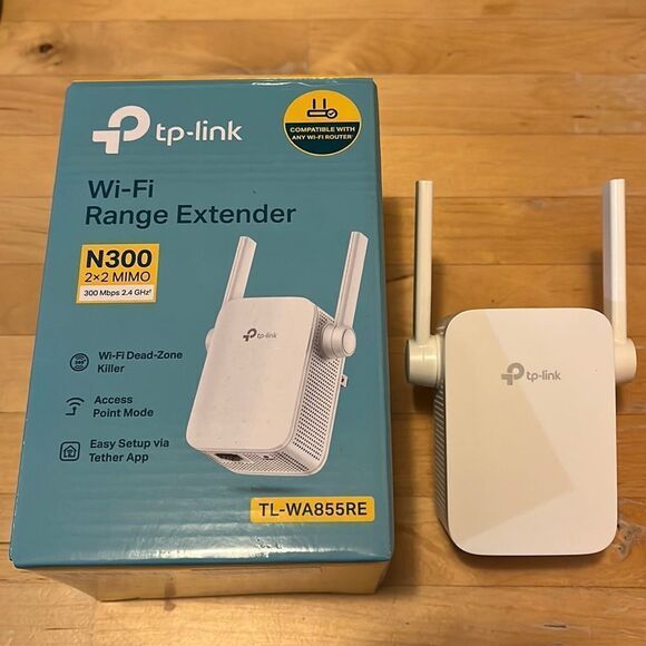 TP-Link N300 WiFi Extender(TL-WA855RE)-WiFi Range Extender, up to 300Mbps speed. - Picture 1 of 9